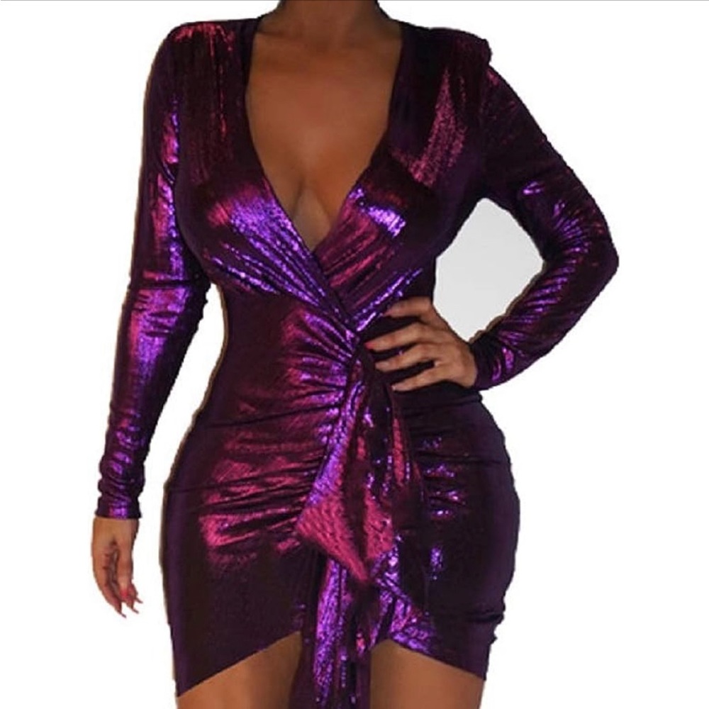 Purple Metallic Club Dress
